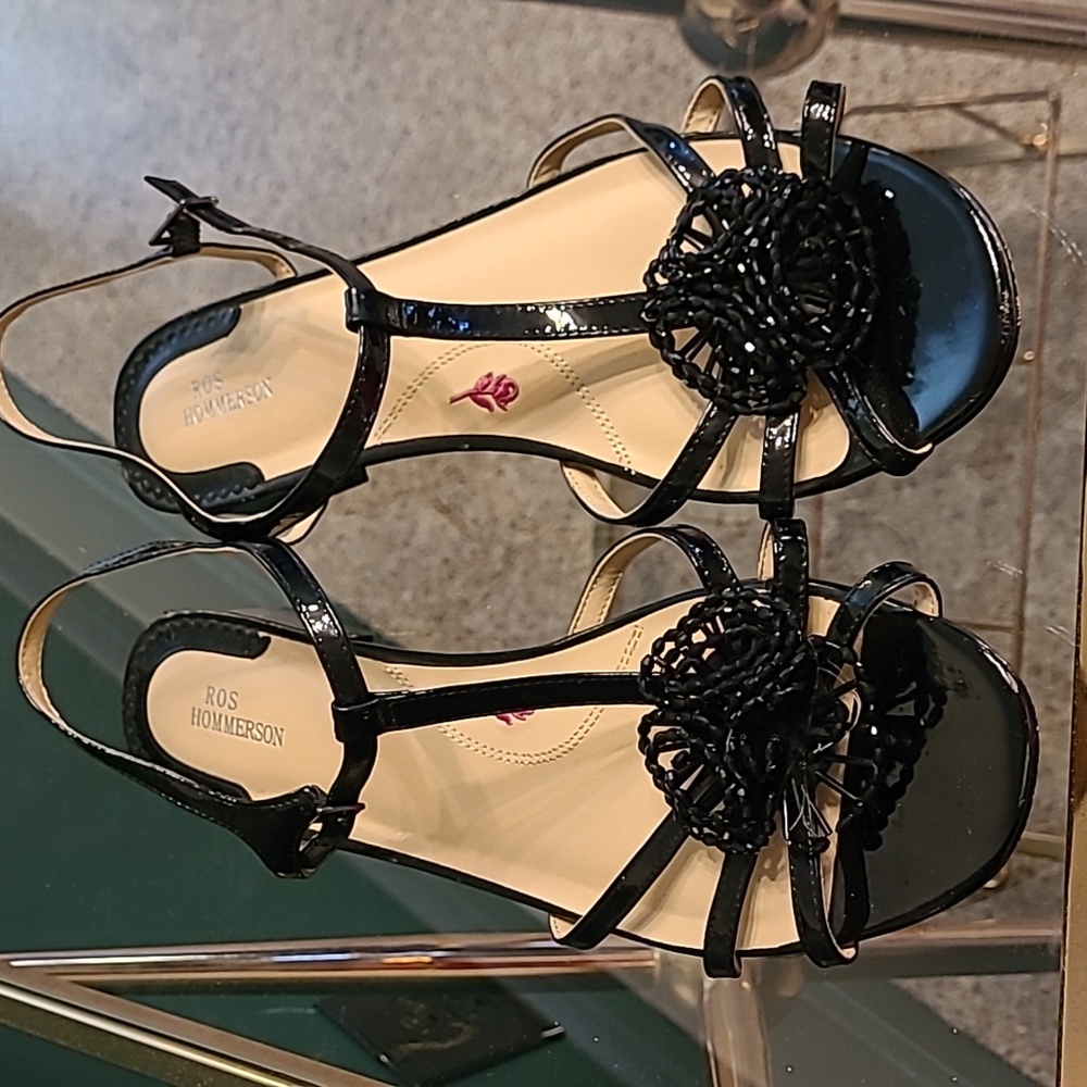 ROS HOMMERSON black beaded sandals